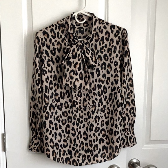Ann Taylor Tops - Brand New Ann Taylor Leopard Print Bow Neck Tie Blouse